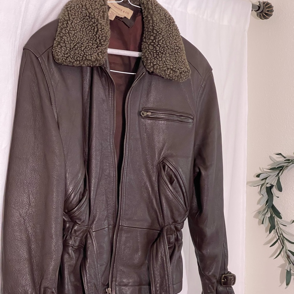 Women Dark Brown Leather Bomer Jacket - Medium - Fully Lined